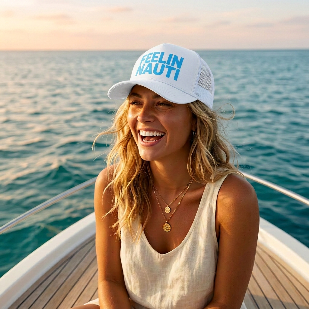 On the water in a NAUTI HATS cap